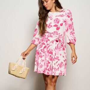 Clarice Floral Balloon Sleeve Derby Dress